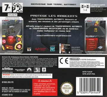 Transformers - Autobots (France) (Rev 1) box cover back